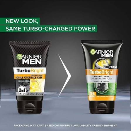 Garnier Men, Face Wash, Brightening & Anti-Pollution, TurboBright Double Action