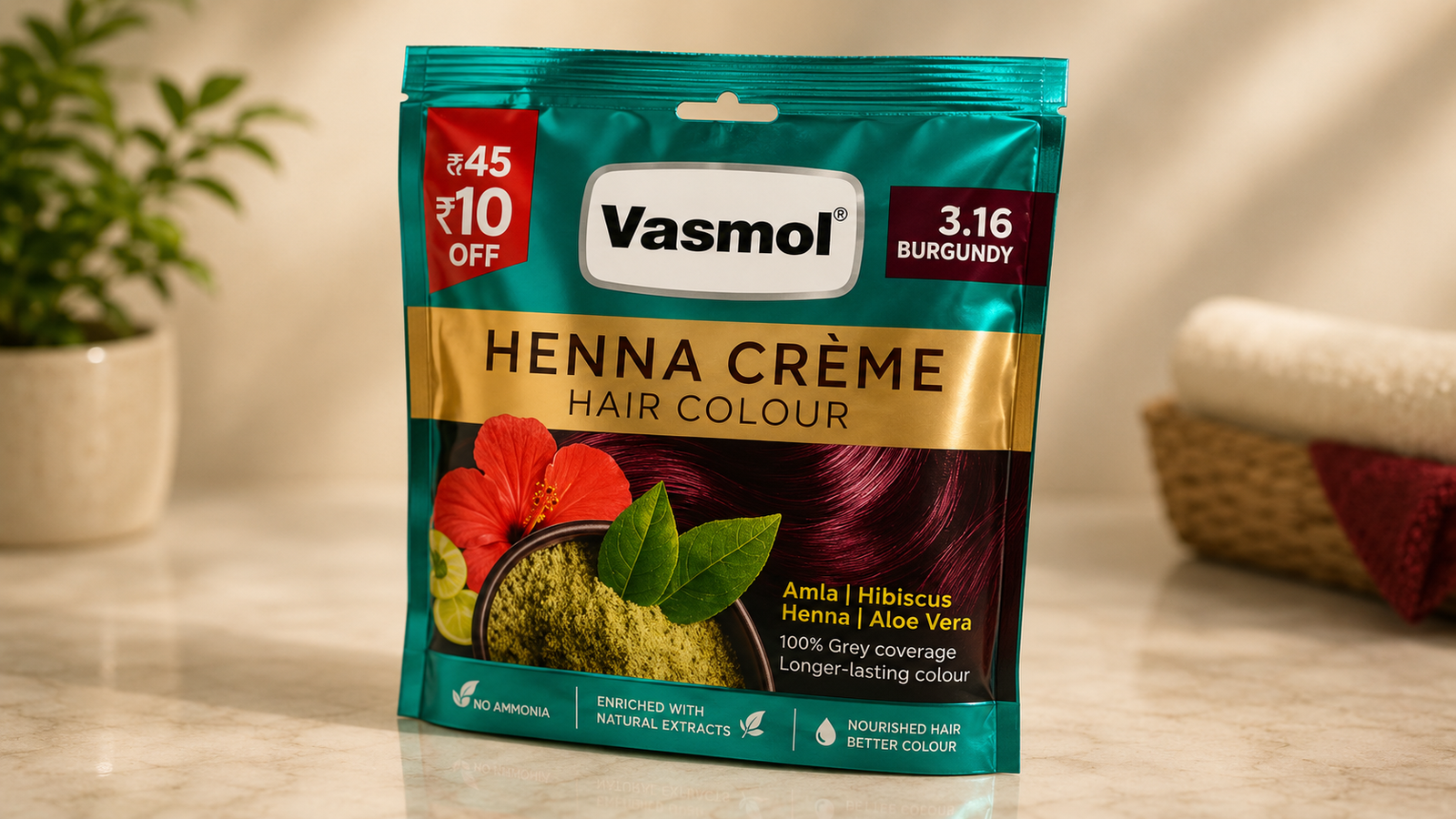 Vasmol Henna Cream Hair Colour ( Burgundy )