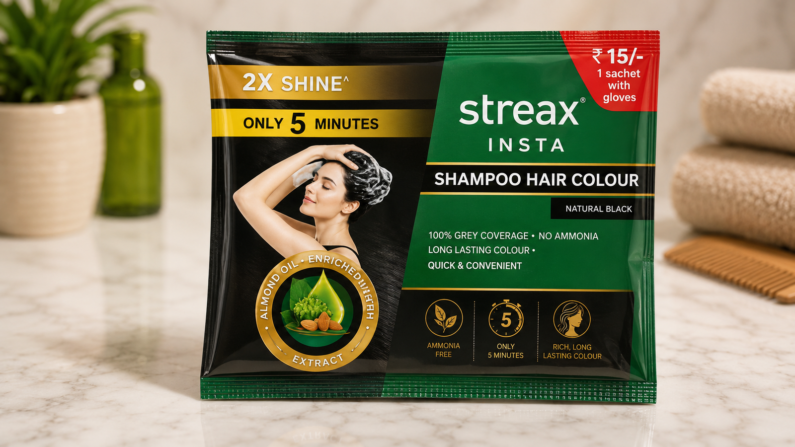 Strrax Sampoo Hair colour (  Black )