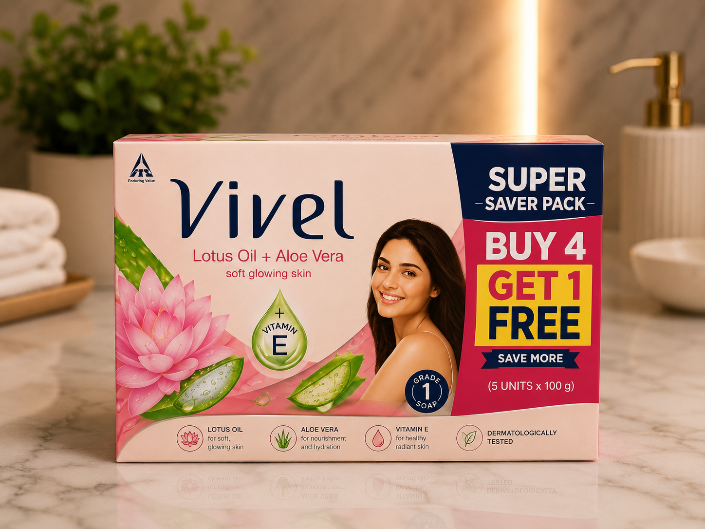 Vivel Lotus and Aloe vera ( Buy 4 and Get 1 free)