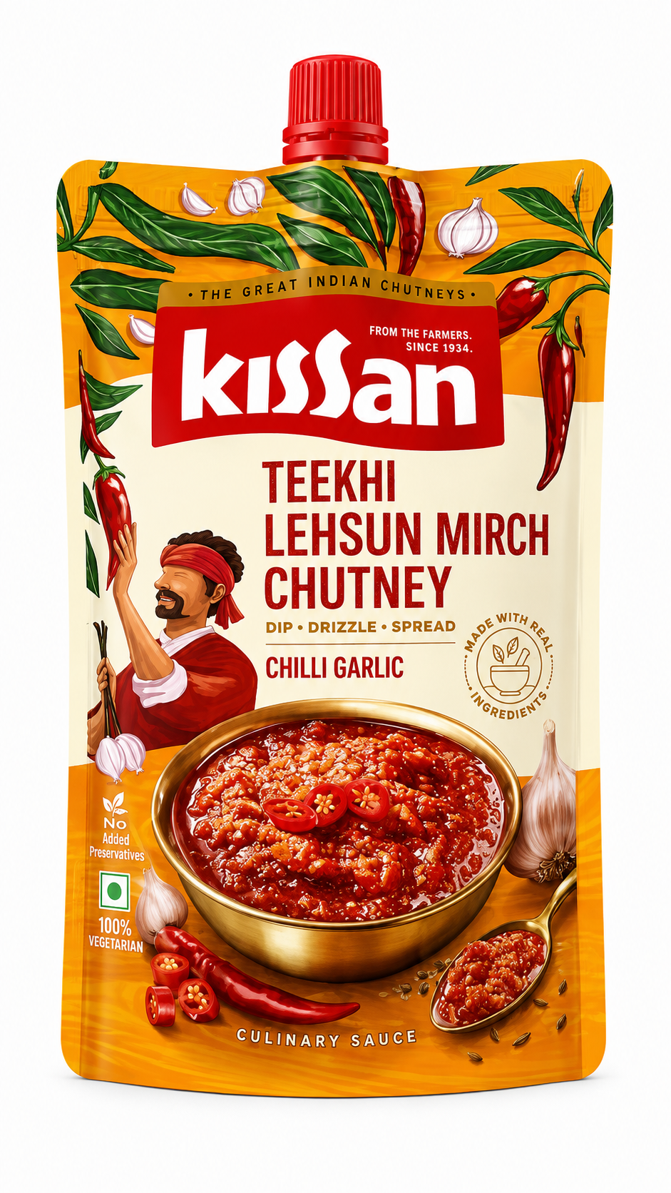 Kissan Teekha lehsun mirch chutney 100 g